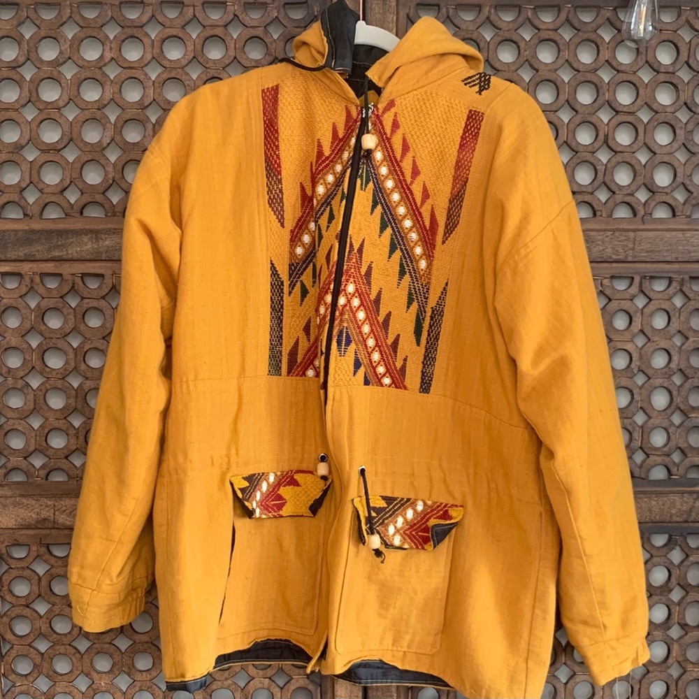 Mustard Yellow Woven Guatemalan jacket.